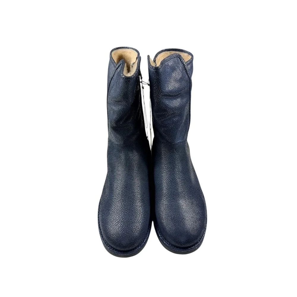 UGG Collection Abree Short Stingray Boots Women 11 Blue Shearling Italy 1009206